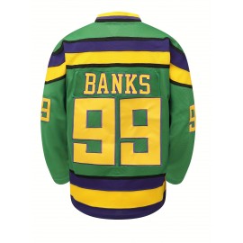 99 Duck Men's Green Ice Hockey Sweatshirt - Embroidered, Loose Fit, Breathable, Sporty, Fashionable, and Casual Long Sleeves for Streetwear