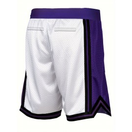 Men's White #8-24 Basketball Shorts with Classic Embroidered Lettering - Breathable Loose-Fit Athletic Shorts for Training, Games & Casual Wear - Machine Washable All-Season Comfort, Basketball Accessories