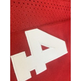 Men'S Red # 44 Breathable Rugby Shirt, Sports V-neck Short Sleeve Training Match Uniform, Embroidered American Football Shirt