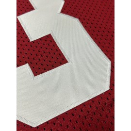 1pc Men'S Red #13 Embroidered Polyester Rugby Top, V-Neck Sports Jacket with Slight Stretch, Breathable Loose Fit for Casual, Outdoor, Hiking & Team Sports - Four Seasons Knit Fabric Shirt