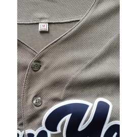 Men's Gray #2 Baseball Shirt - Breathable Button-Up V-Neck with Classic Letter Embroidery, Loose Fit for Training, Games & Casual Wear | All-Season Sportswear for Men & Teens