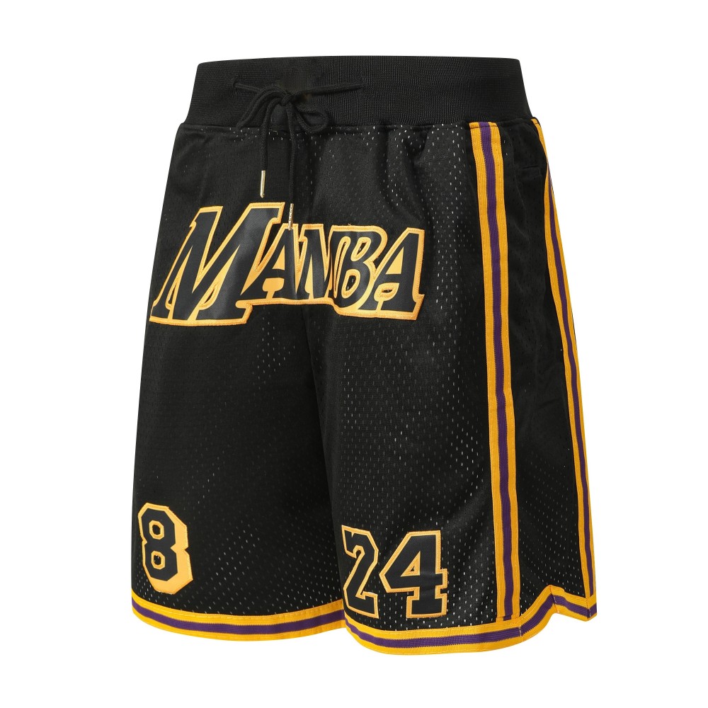 Men's black # basketball shorts, classic letter embroidery design, button style short sleeved breathable shirt, suitable for training and competition