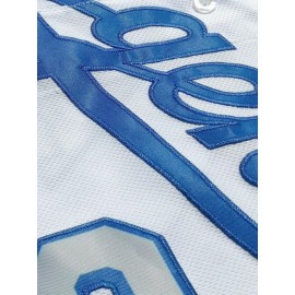 Men'S White # 24 Baseball Shirt, Classic Letter Embroidery Design, Button Style Short Sleeved Breathable Shirt, for Training And Competition Use