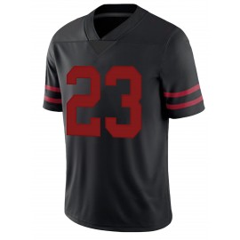 Men's Black #23 American Football Jersey - Breathable Loose Fit V-Neck with Embroidered FREY Lettering, All-Season Casual Streetwear for Sports & Outdoor Activities, Comfortable Fit