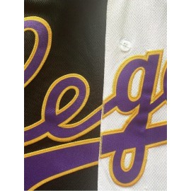 Men's #8-24 Los Angeles Legend Baseball Jersey - Black & White Patchwork, Embroidered 