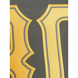 Men's Black #30 Baseball Shirt with Pittsburgh Embroidered Letter & Number Design, Breathable Loose Fit V-Neck Button-Up for Casual Streetwear, Sports & Outdoor Activities - All-Season Comfort, Outdoor Activewear | Relaxed Fit Jersey | Embroidered Details