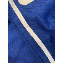 Men'S Blue # 11 Baseball Shirt, Classic Letter Embroidery Design, Button Style Short Sleeved Breathable Shirt, for Training And Competition Use