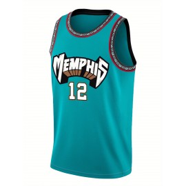 Men'S green Basketball Shirt # 12 Classic Retro Embroidered Sleeveless Sweat wicking Breathable Tank Top Basketball Shirt