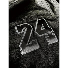 [Size 8-24 Basketball Shorts] Men's black gray # 8-24 basketball shorts, classic letter embroidery design, button style short sleeved breathable shirt, suitable for training and competition