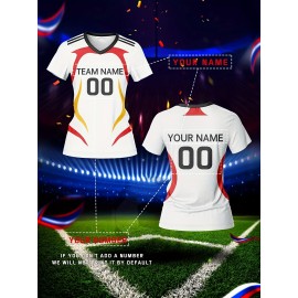Women's V-Neck Soccer Jersey | Customizable Name & Number | Breathable Polyester | Quick-Dry, Moisture-Wicking | Multi-Color Design for Training and Casual Wear | Spring/Summer/Autumn Sports Apparel