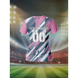 Customizable Women's V-Neck Soccer Jersey - Personalized Name & Number, Breathable Quick-Dry Polyester Sports Top for Team Training, Fitness & Casual Wear