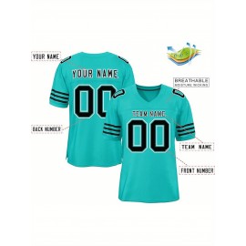 Custom Football Jersey - Personalized Team & Number, Breathable Sweat-Wicking Fabric, V-Neck Design for Men & Women, Plus Size Sports Training T-Shirt for Summer, Football Jersey, Sports Fan Apparel, Sporty Aesthetic, Comfortable Fit