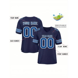 Custom Football Jersey - Personalized Team & Number, Breathable Sweat-Wicking Fabric, V-Neck Design for Men & Women, Plus Size Sports Training T-Shirt for Summer, Football Jersey, Sports Fan Apparel, Sporty Aesthetic, Comfortable Fit