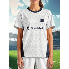 Customizable Plus Size Football Jersey for Women - Personalized Name & Number, Vibrant Soccer Graphic, Soft & Comfortable Fabric, Perfect for Training & Sports Activities, Soccer Accessories