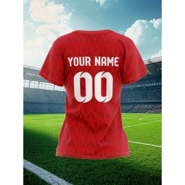 Customizable Plus Size Football Jersey for Women - Personalized Name & Number, Vibrant Soccer Graphic, Soft & Comfortable Fabric, Perfect for Training & Sports Activities, Soccer Accessories