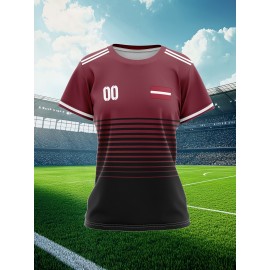 Customizable Women'S Plus Size Football Jersey - Personalized Name & Number, Maroon & Orange Soccer Training Shirt with White Accents, Breathable Summer Sportswear for Casual & Team Activities, Soccer Accessories, Durable Fabric