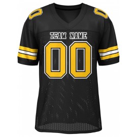 Custom Football Jersey - Personalized Team & Number, Breathable Sweat-Wicking Fabric, V-Neck Design for Men & Women, Plus Size Sports Training T-Shirt for Summer, Football Jersey, Sports Fan Apparel, Sporty Aesthetic, Comfortable Fit