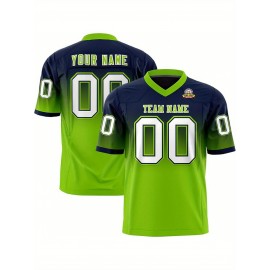 Customizable Plus Size Women'S Football Jersey - Personalized Name & Number, V-Neck Short Sleeve, Black & Neon Green with White Stripes & Logo, Breathable Summer Sports Training Uniform for Outdoor Competition