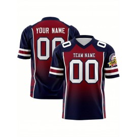 Customizable Plus Size Football Jersey - Personalized Name & Number, V-Neck, Loose Fit, Navy Blue with White & Orange Accents, Summer Sports Shirt for Men & Women, Football Jersey, Casual Sportswear, Sporty Design, Comfortable Fit