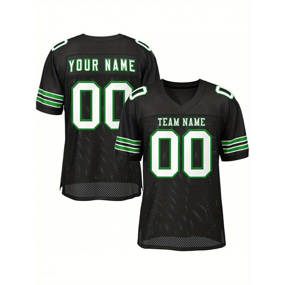 Customized Fitted Plus Size Football Jersey, Personalized Team Name Number, Large Size Women'S Sports Jersey, V-Neck, Non-Stretch Fabric, Print, Summer, with Team Logo, for Sports Activities