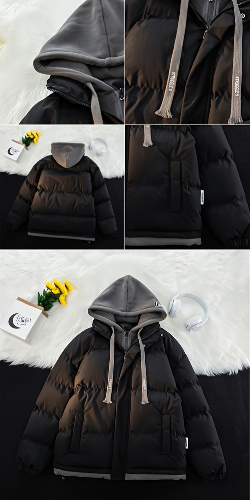 womens large size casual     winter   two piece hooded loose autumn and winter jacket m062od details 0