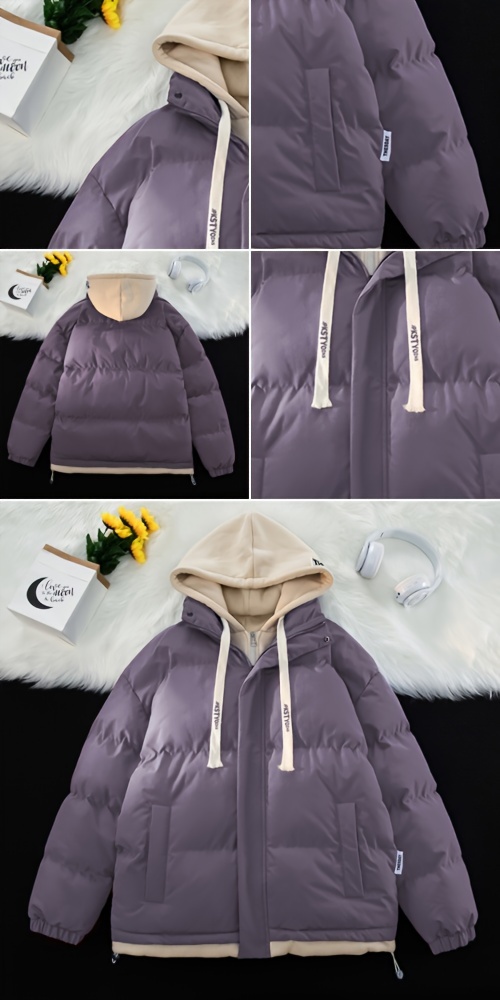 womens plus size casual fashion hooded coat   winter 2 in 1 design loose fit warm stylish for   details 0