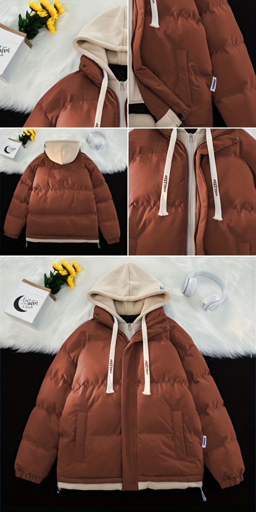 womens plus size casual fashion hooded coat   winter 2 in 1 design loose fit warm stylish for   details 1